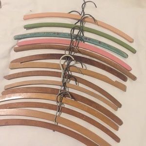 14 vintage wooden hangers